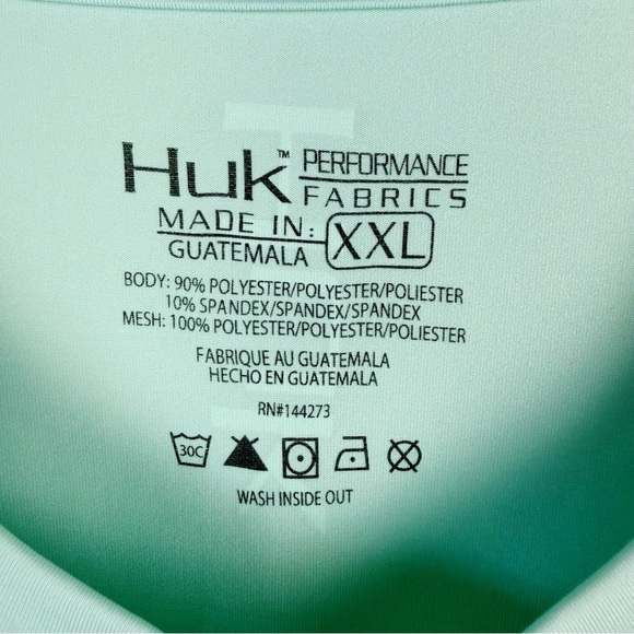 Huk Performance Fishing Shirt Aqua Long Sleeve Quick Dry Size XXL - Picture 4 of 8